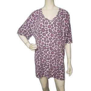 SECRET TREASURES Pink Leopard Short Sleeve Night Shirt Womens Size L / XL
